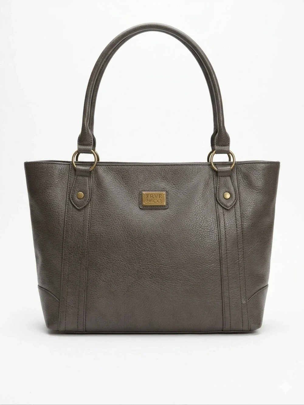 FRYE & CO. Warm Taupe Large Faux Leather Shoulder Tote Bag Purse